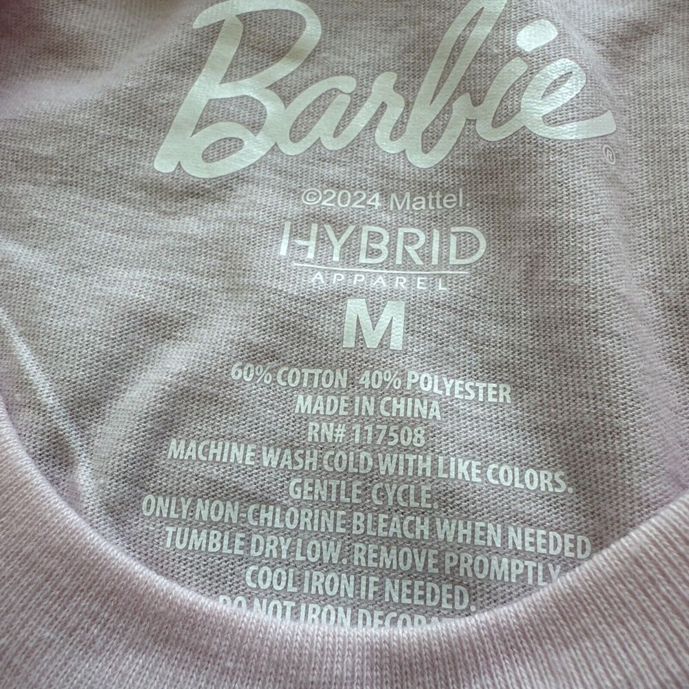 Barbie Los Angeles Sports Club Pink Womens Top‎ Shirt Oversized Size Medium - Picture 7 of 8